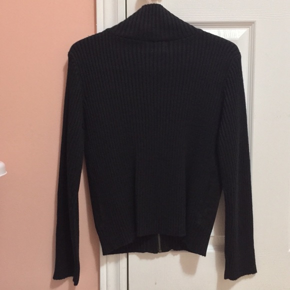 Black Velvet Zip Up Jacket/Sweater - Picture 3 of 3